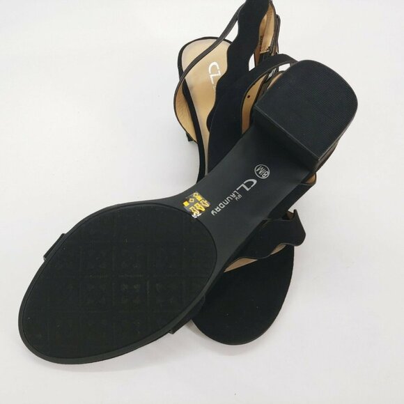 Chinese Laundry Womens Rosie Scalloped Open Toe Slingback Pumps Black 8.5 New - Picture 5 of 10